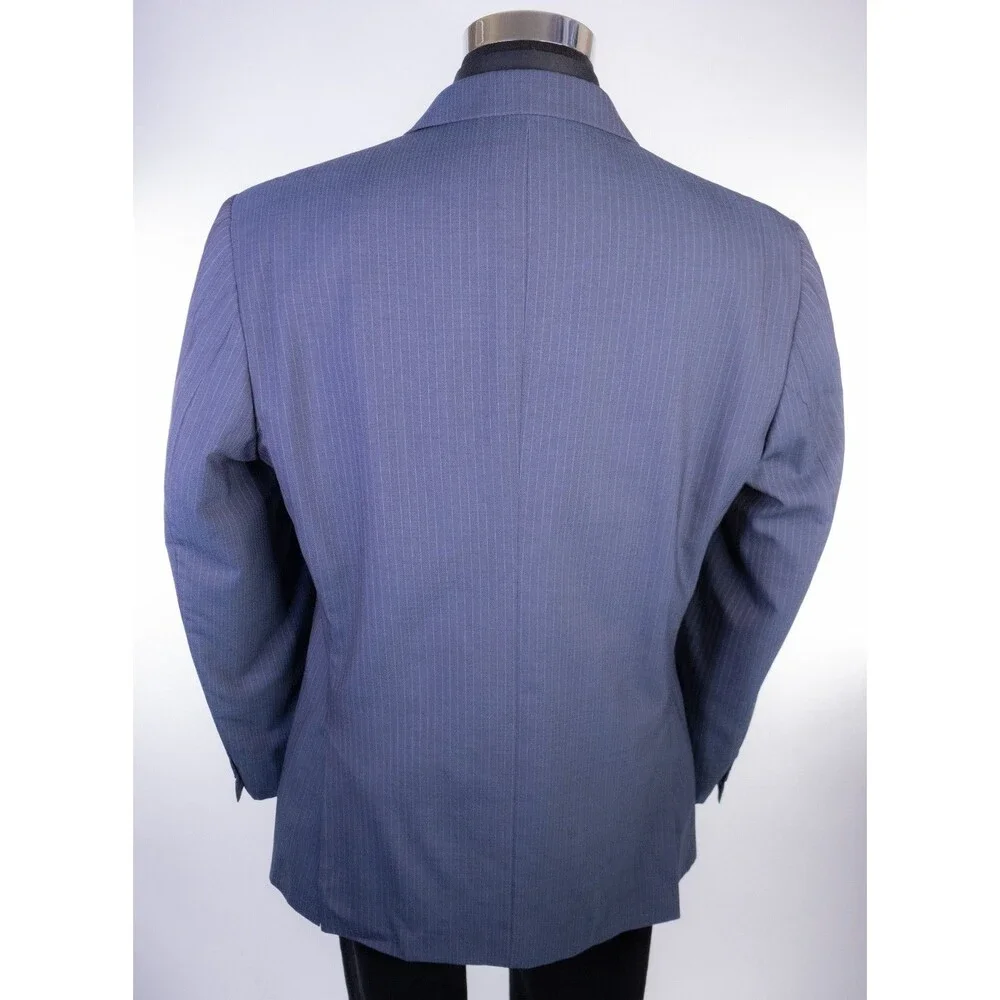 Joseph Jos. A. Bank Blazer Sport Coat Sz 44L Striped Blue Wool Two Button Jacket